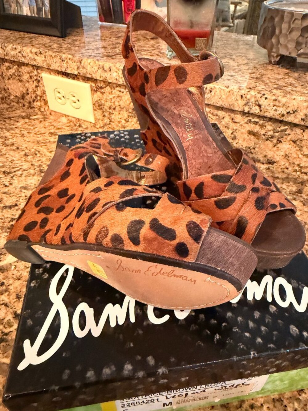 Sam Edelman like new leopard hair wedge heels size 6